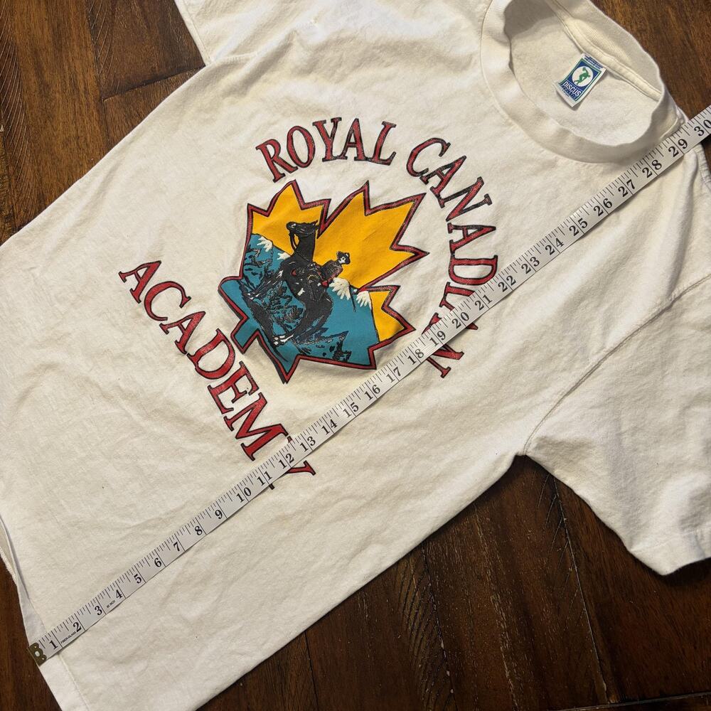 Vintage Royal Canadian Academy Shirt Mens Large White Tee T-Shirt Discus USA - Picture 10 of 10